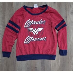 Wonder Woman DC Comics Superhero Red/ Navy Blue Long Sleeve Shirt XL